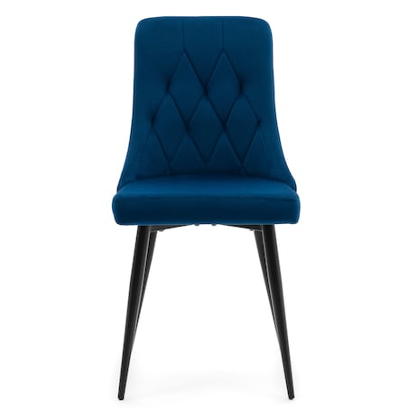 Krzesło tapicerowane welurowe do salonu jadalni CAREN granatowe