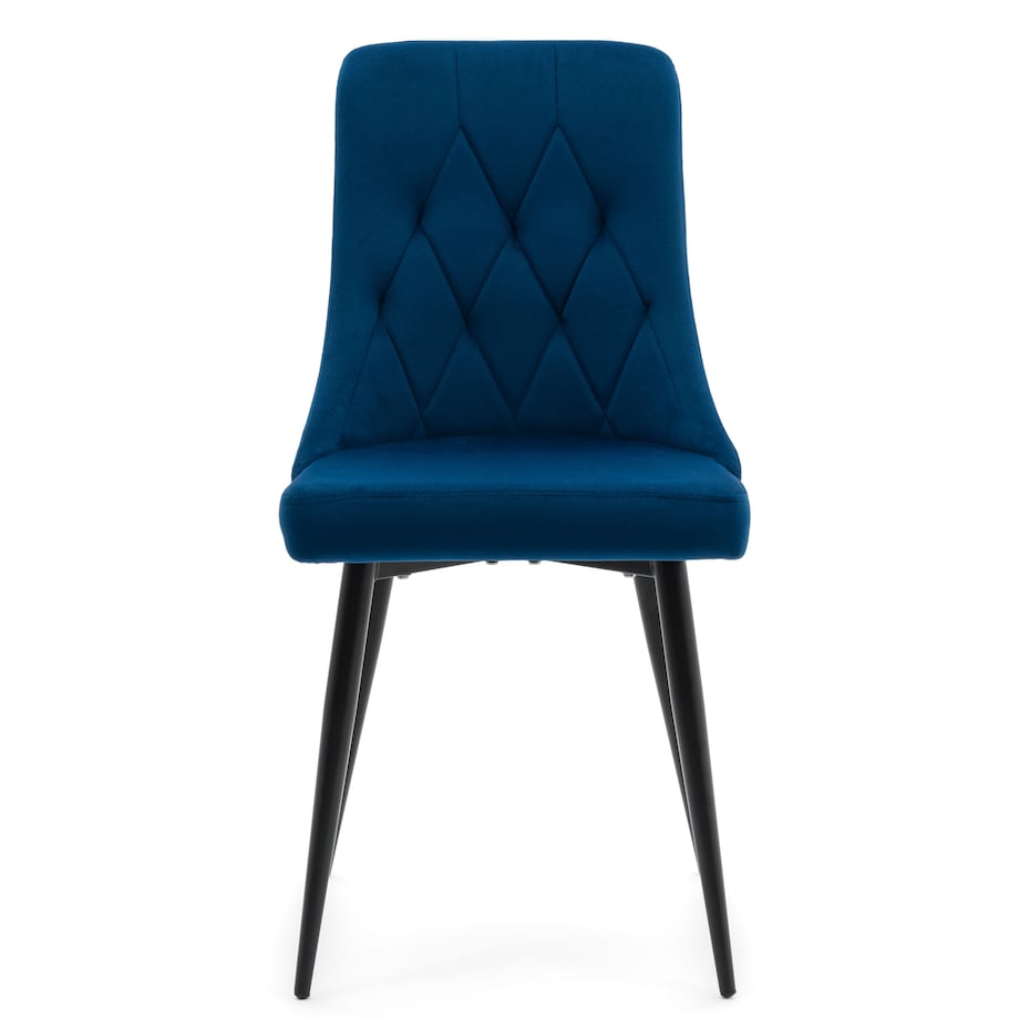 Krzesło tapicerowane welurowe do salonu jadalni CAREN granatowe