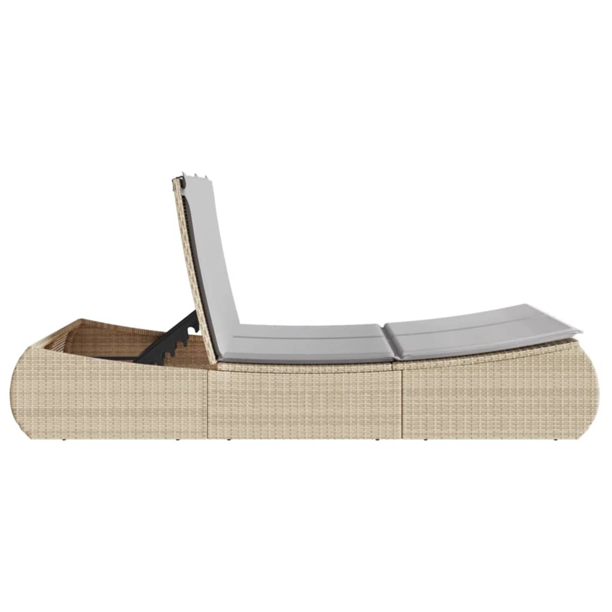vidaXL Podwójna leżanka z poduszkami, beżowa, polirattan