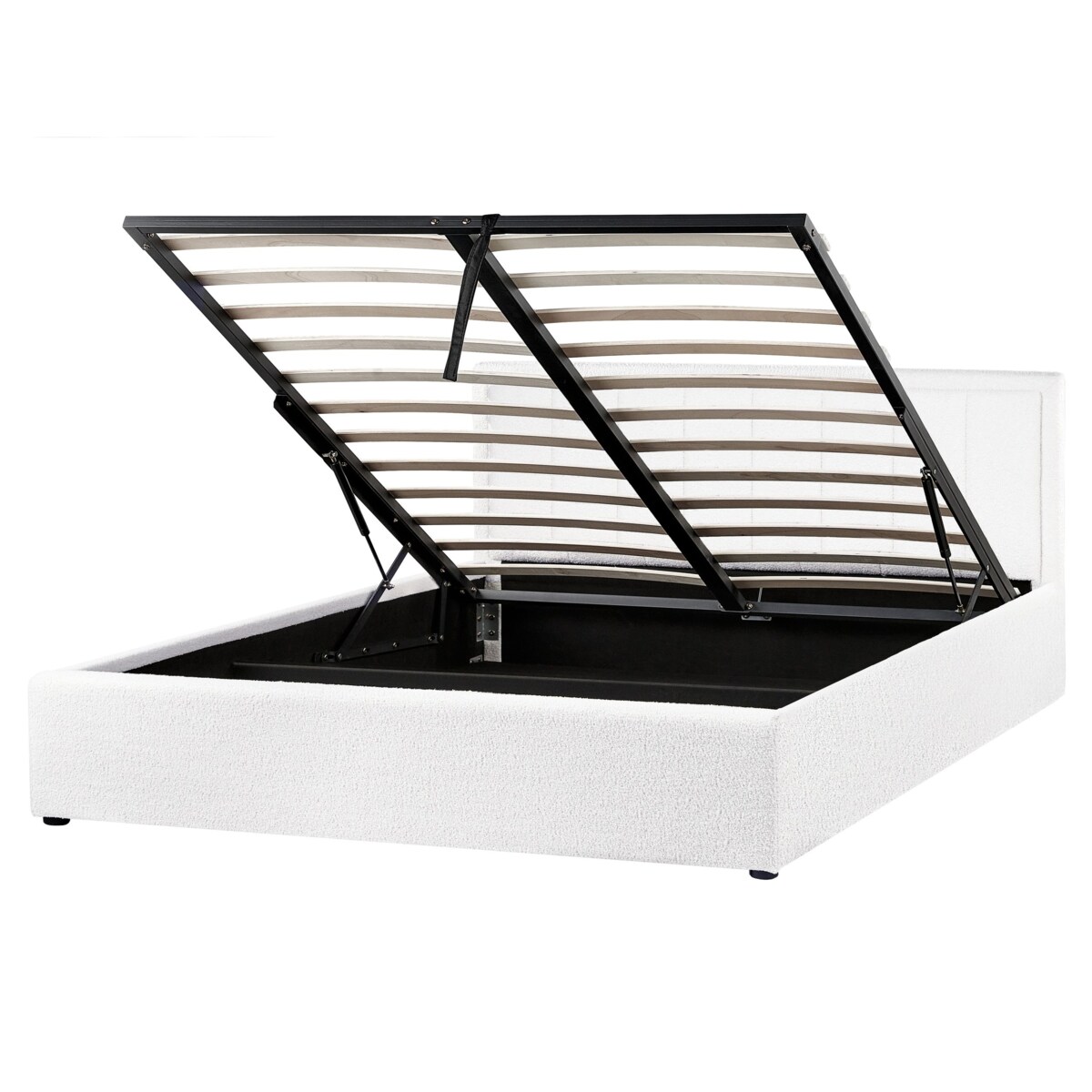 Łóżko z pojemnikiem MONTLAUR 160 x 200 cm Boucle Biały