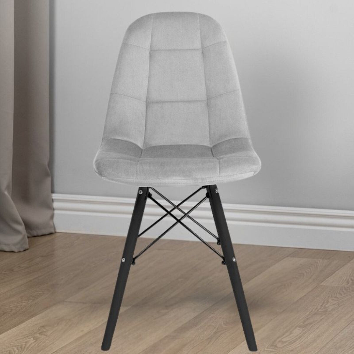 Krzesło Tapicerowane Welurowe Do Jadalni Salonu Pikowane Skandynawskie