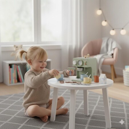 Drewniany Ekspres do Kawy MeCoffee dla dzieci – zestaw Baristy z akcesoriami