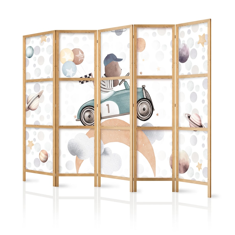 Parawan japoński Dla dzieci 225x172 cm 5-częściowy biały