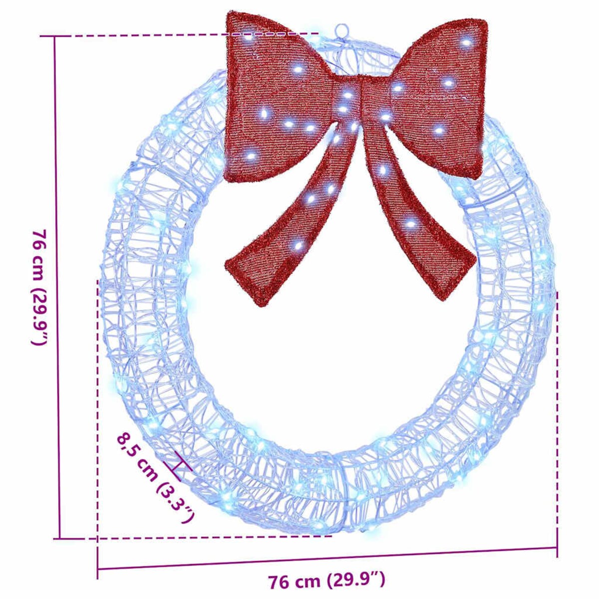 vidaXL Wianek z 60 diodami LED Niebieski 75 cm Akryl