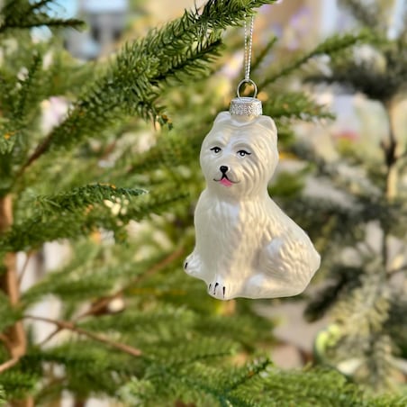 VILLA ITALIA Bombka szklana PIES biały 8,5 cm