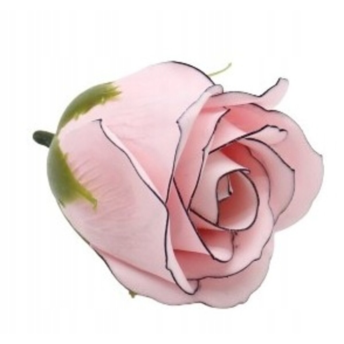 RÓŻA RÓŻOWA Z CZARNĄ OBWÓDKĄ 5szt kwiaty mydlane na bukiet stroik prezent