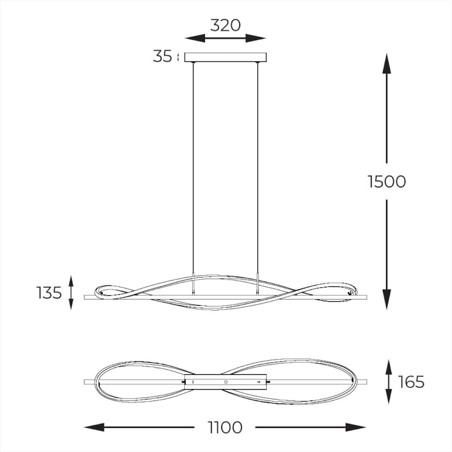 Zwisająca lampa Domenico MD3544-1-3BT Zumaline LED 30W 3000K ściemniacz czarny