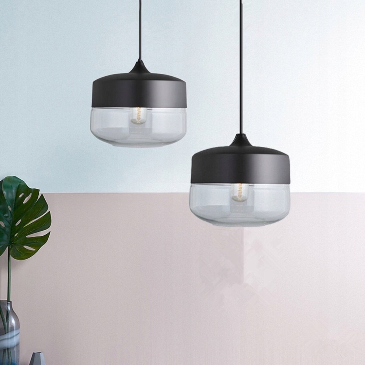 Lampa Wisząca Szklana Loft Industrial Zenit Black