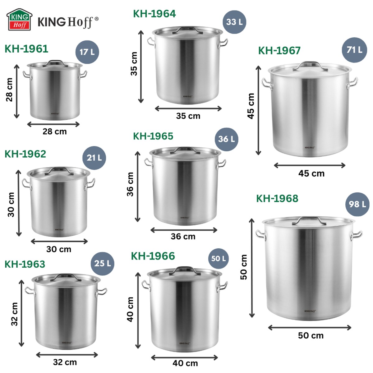 Kinghoff garnek gastronomiczny z pokrywą 98l KH1968