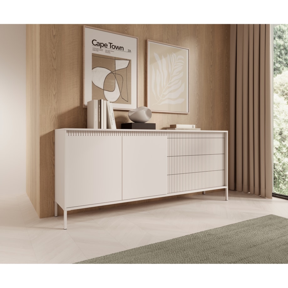 Komoda 187 2D3S ENSO ryflowana, beżowa