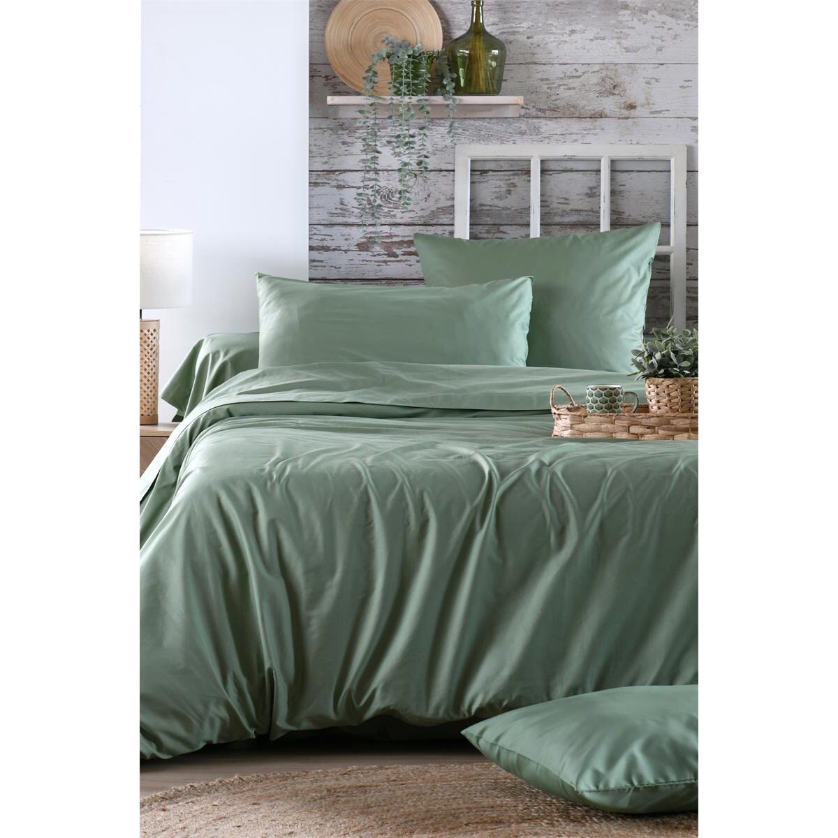 Bawełniane prześcieradło na gumce, zielone, ELYSEE