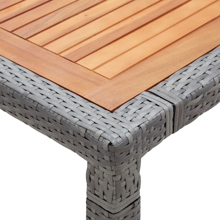 vidaXL Stół ogrodowy, szary, 200x150x74 cm, rattan PE i drewno akacji