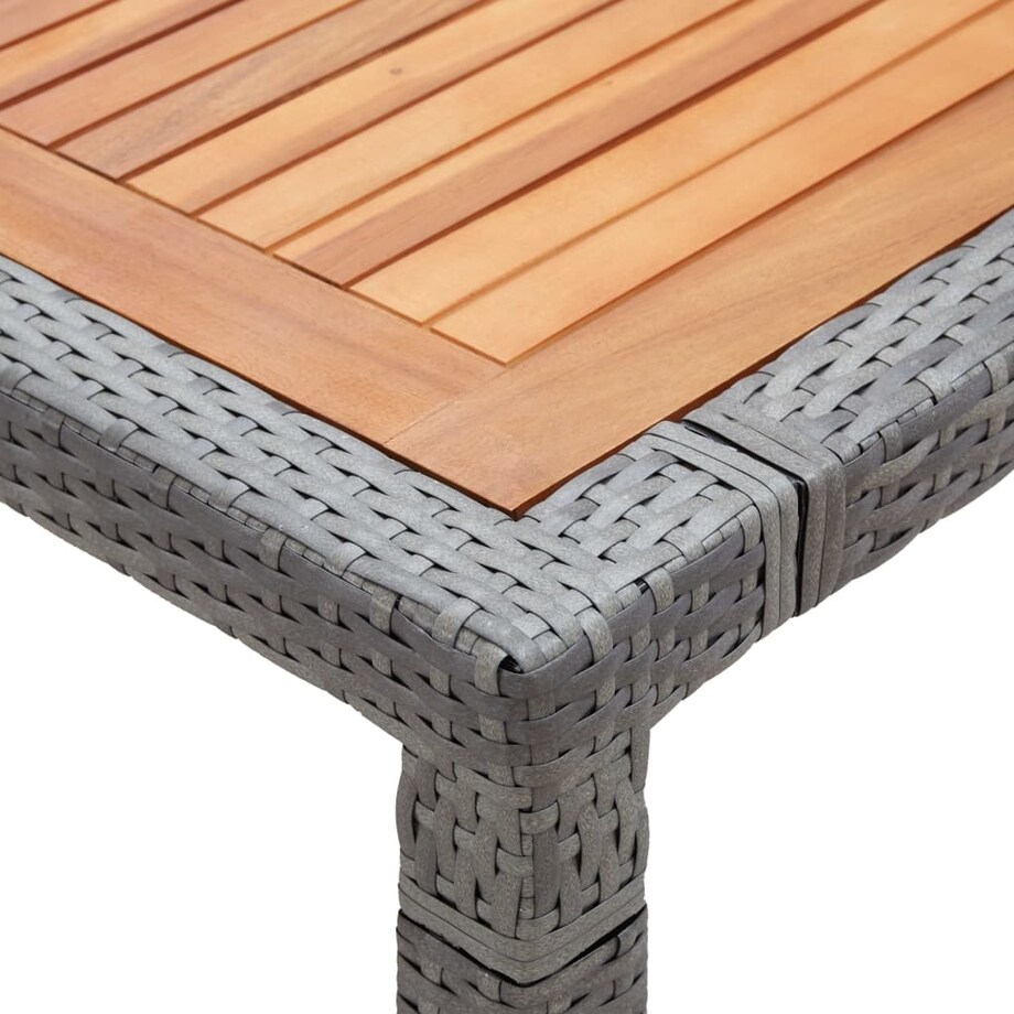 vidaXL Stół ogrodowy, szary, 200x150x74 cm, rattan PE i drewno akacji