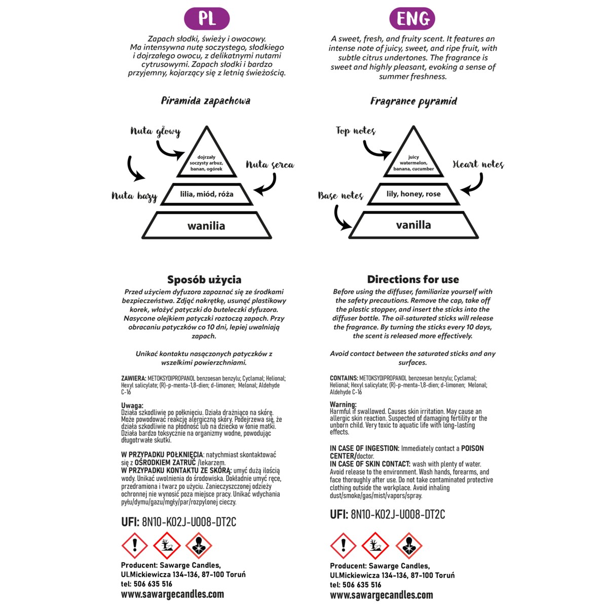 Dyfuzor Zapachowy Marble / Arbuz 100 ml