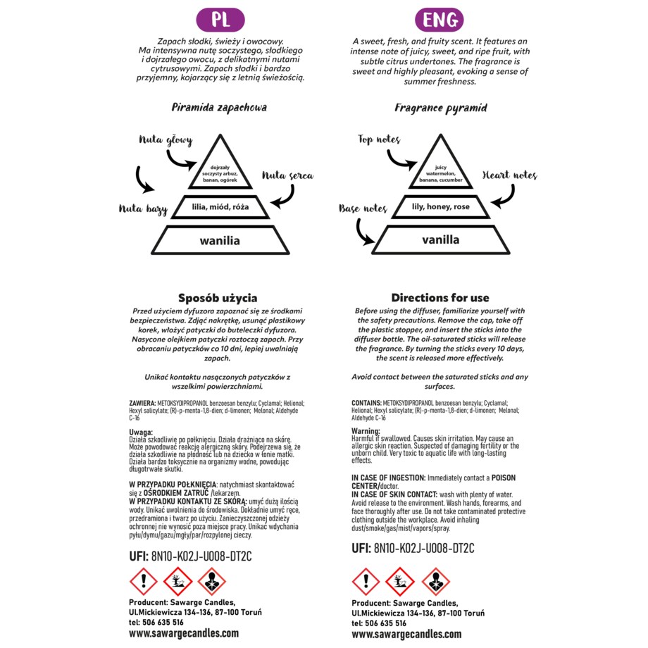 Dyfuzor Zapachowy Marble / Arbuz 100 ml