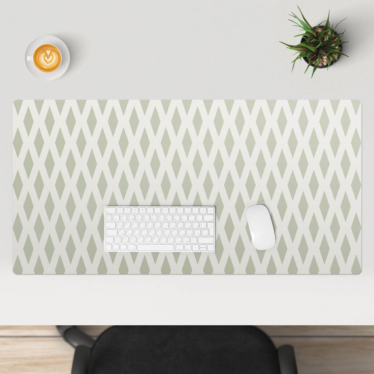 Zielona mata na biurko Diamentowy wzór retro, 100x50 cm