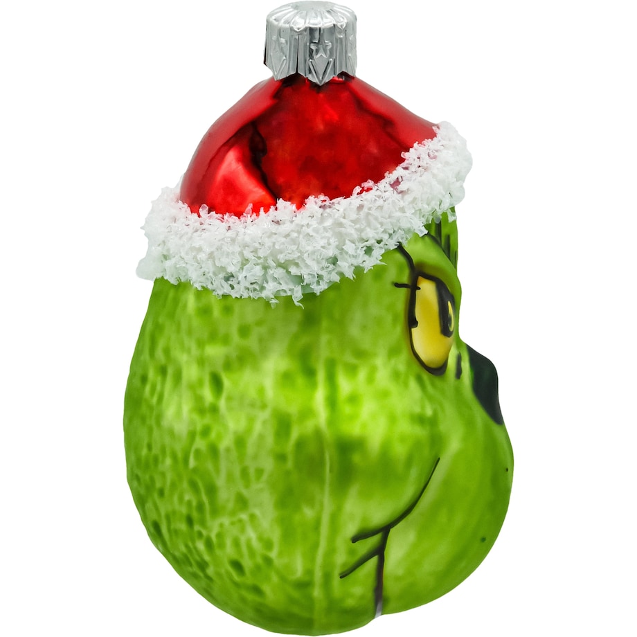 Bombka choinkowa: Zielony stwór Grinch w czapce Mikołaja