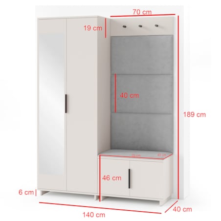 Przedpokój Napoli wersja 3 Trinity 15 w kolorze beżowym Cashmere