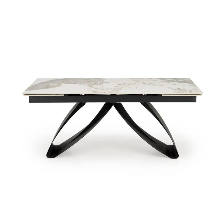 Stół rozkładany HILARIO 180(260)x90 beżowy marmur/czarny