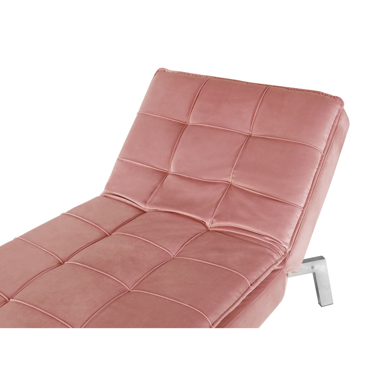 Szezlong welurowy rozkładany różowy LOIRET