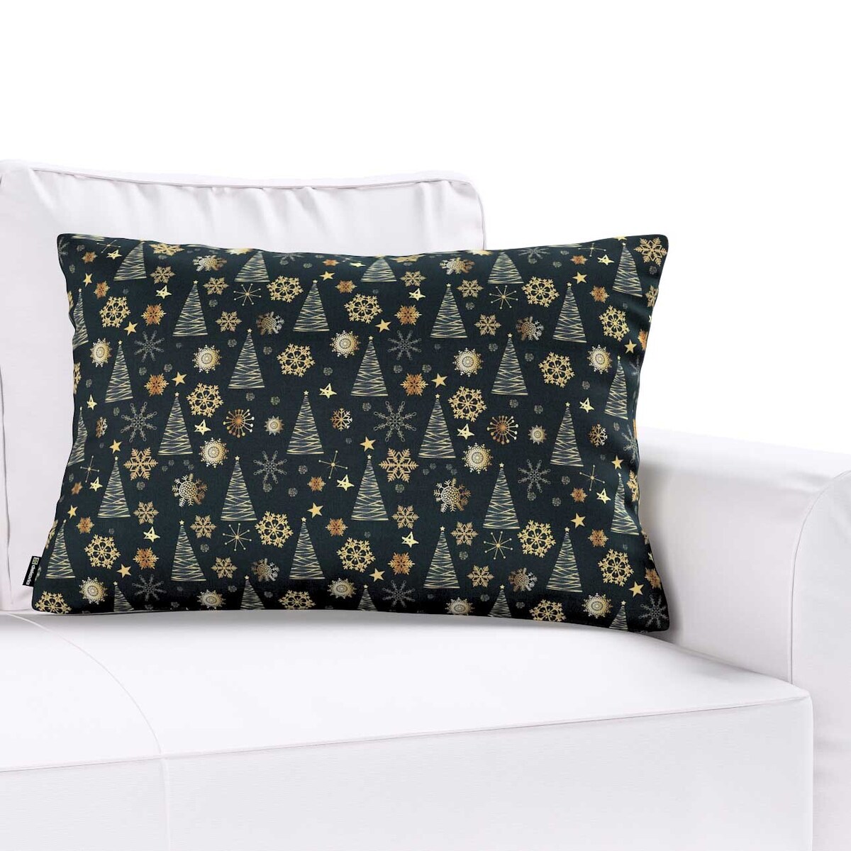 Poszewka Kinga na poduszkę prostokątną 60x40 złoty wzór na czarnym tle