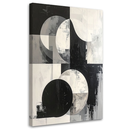 Obraz do salonu sypialni biura, Abstrakcja koła czarno biały
