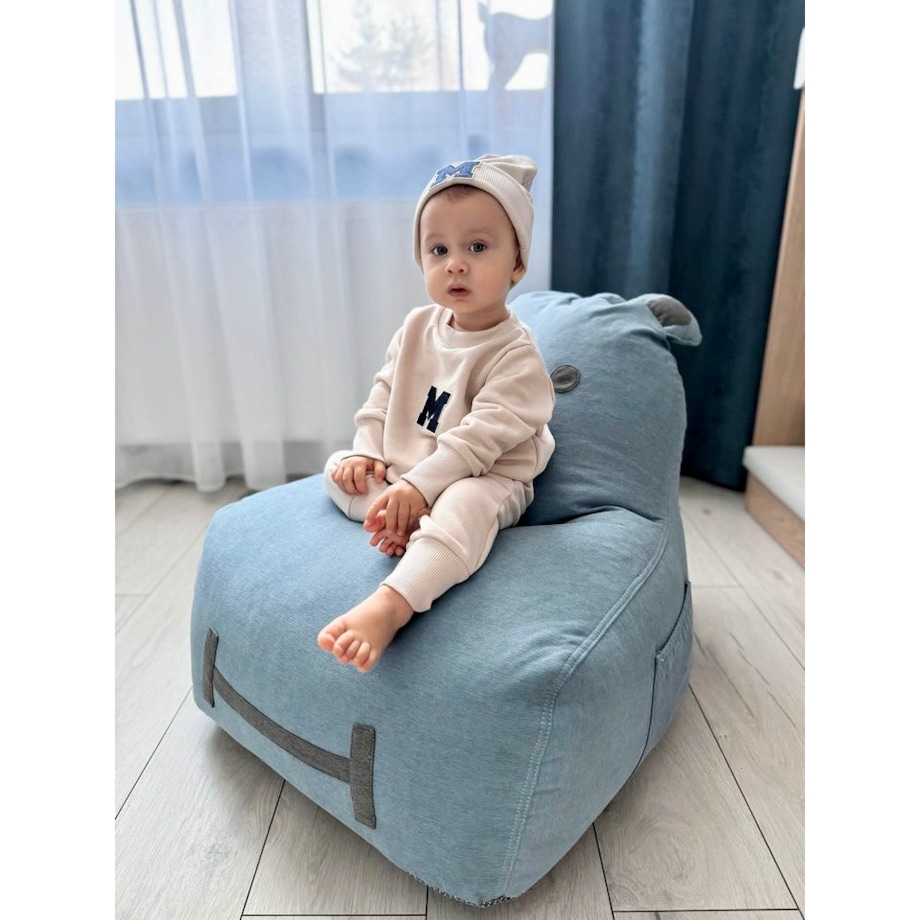 Pufa siedzisko Hippo Soft - Niebieska