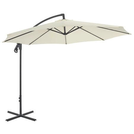 vidaXL Parasol wiszący ze stalowym słupkiem, 300 cm, piaskowy