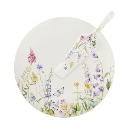 VILLA ITALIA Talerz do ciasta porcelanowy Patera z łopatką 31 cm VIOLA