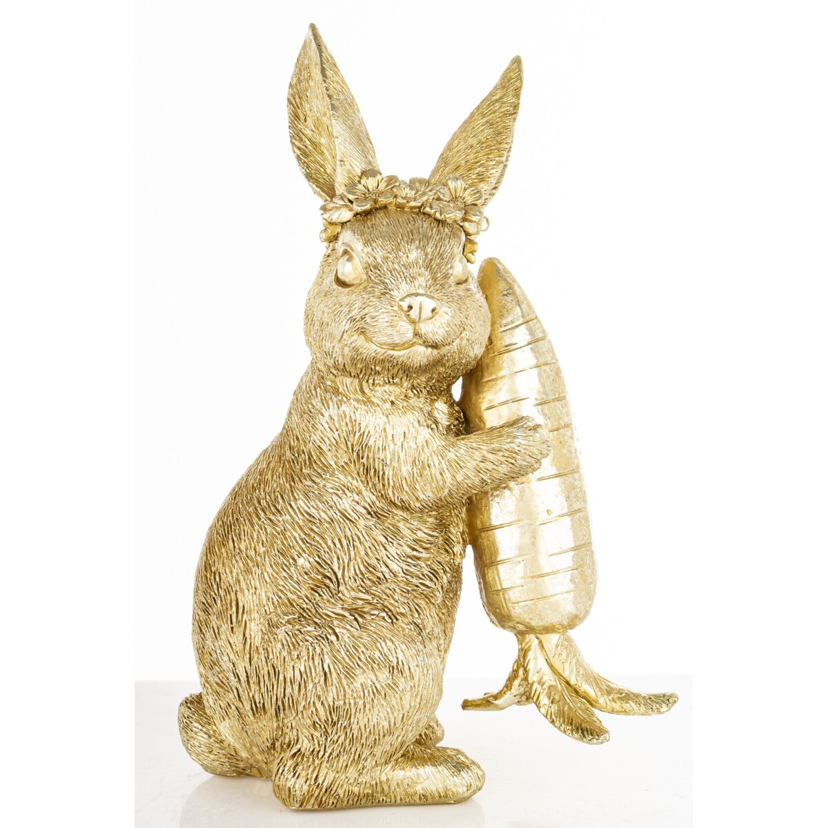 Figurka - złota króliczka z marchewką 21x14x8,5 cm KAROTO