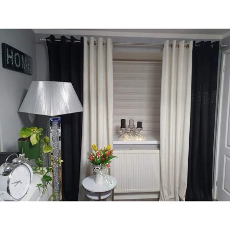 Zasłona welurowa "ALLUMINIUM" 140x250 KRYSZTAŁKI na przelotki śmietana