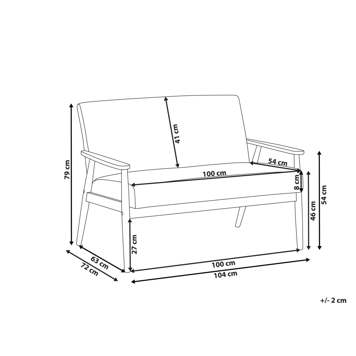 Sofa dla 2 osób ESRUM Zielony/ ciemny brąz