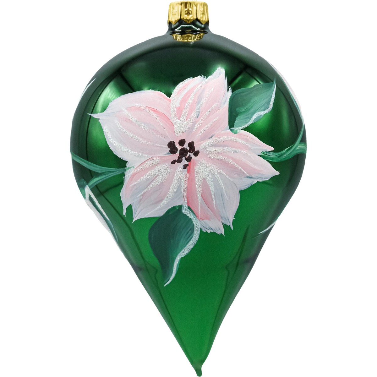 Bombka choinkowa: Zielona łezka z kwiatami