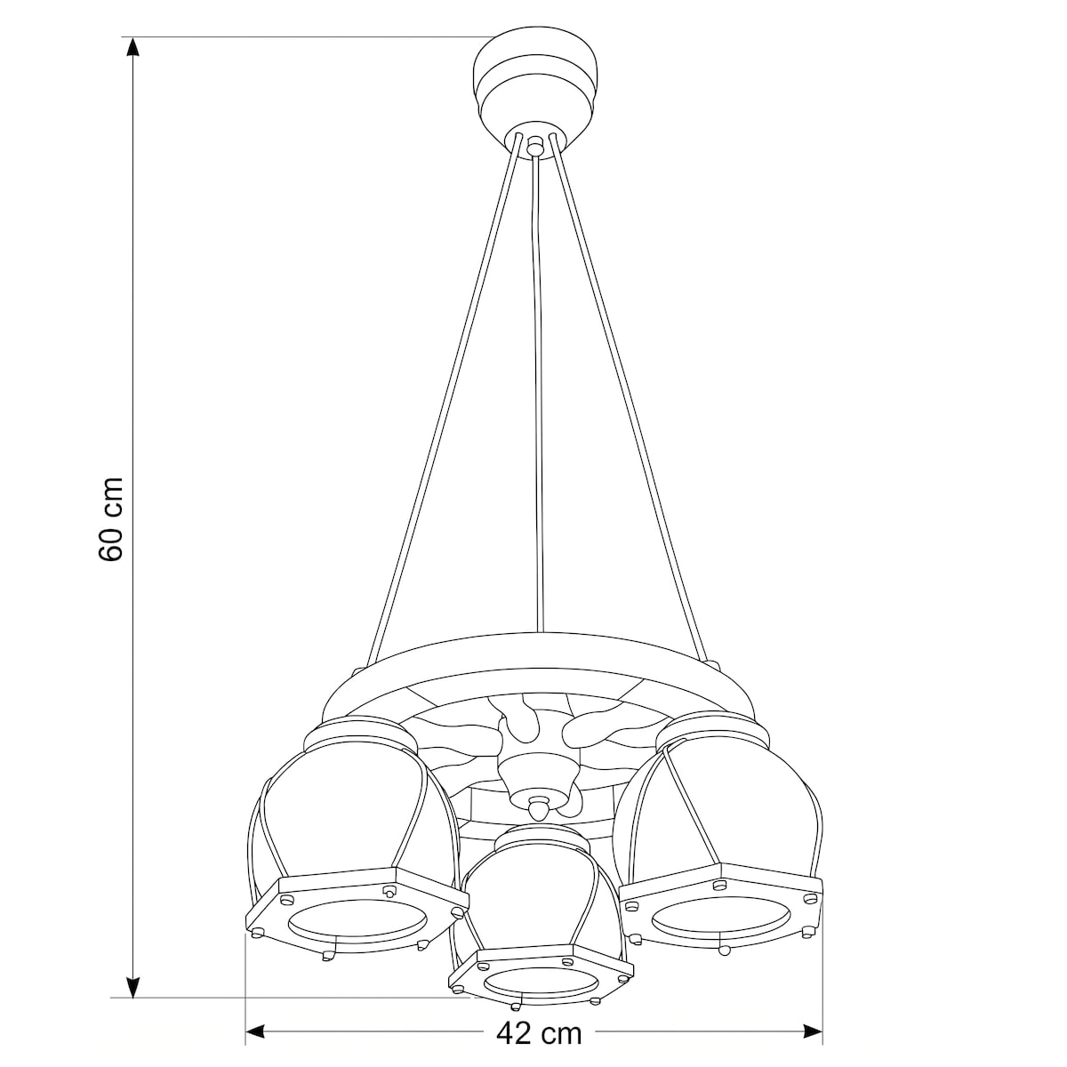 lampa wisząca drewniana edylit 3 punktowa kule białe