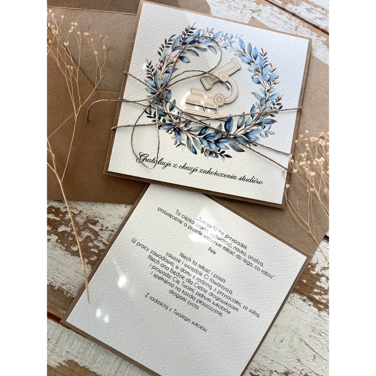 Ręcznie robiona kartka gratulacje z okazji zakończenia studiów życzenia