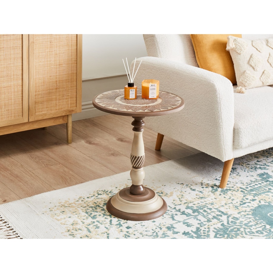 Stolik pomocniczy drewno mango ciemne EULO