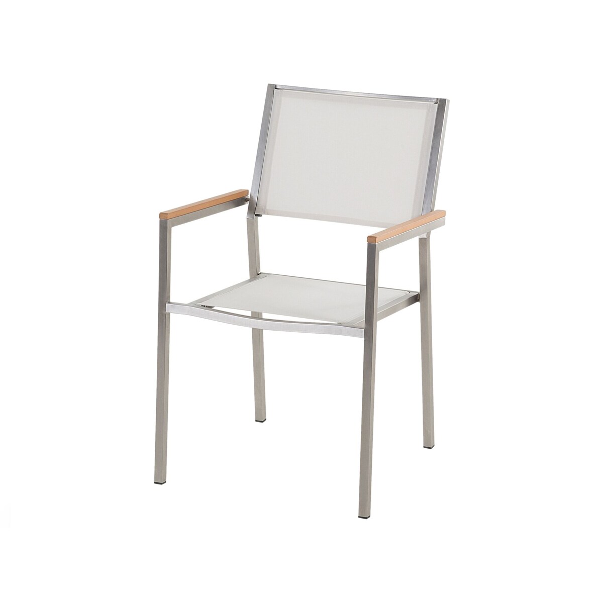 Zestaw ogrodowy stół granitowy dzielony blat szary i 8 krzeseł białych GROSSETO