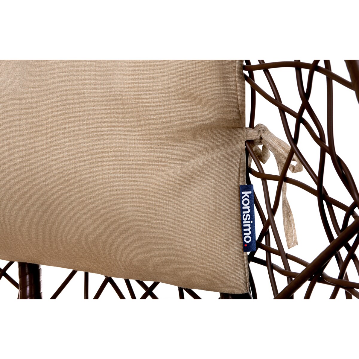 KONSIMO CULLUS Wiszący fotel kokon z technorattanu i pokrowcem, brązowy