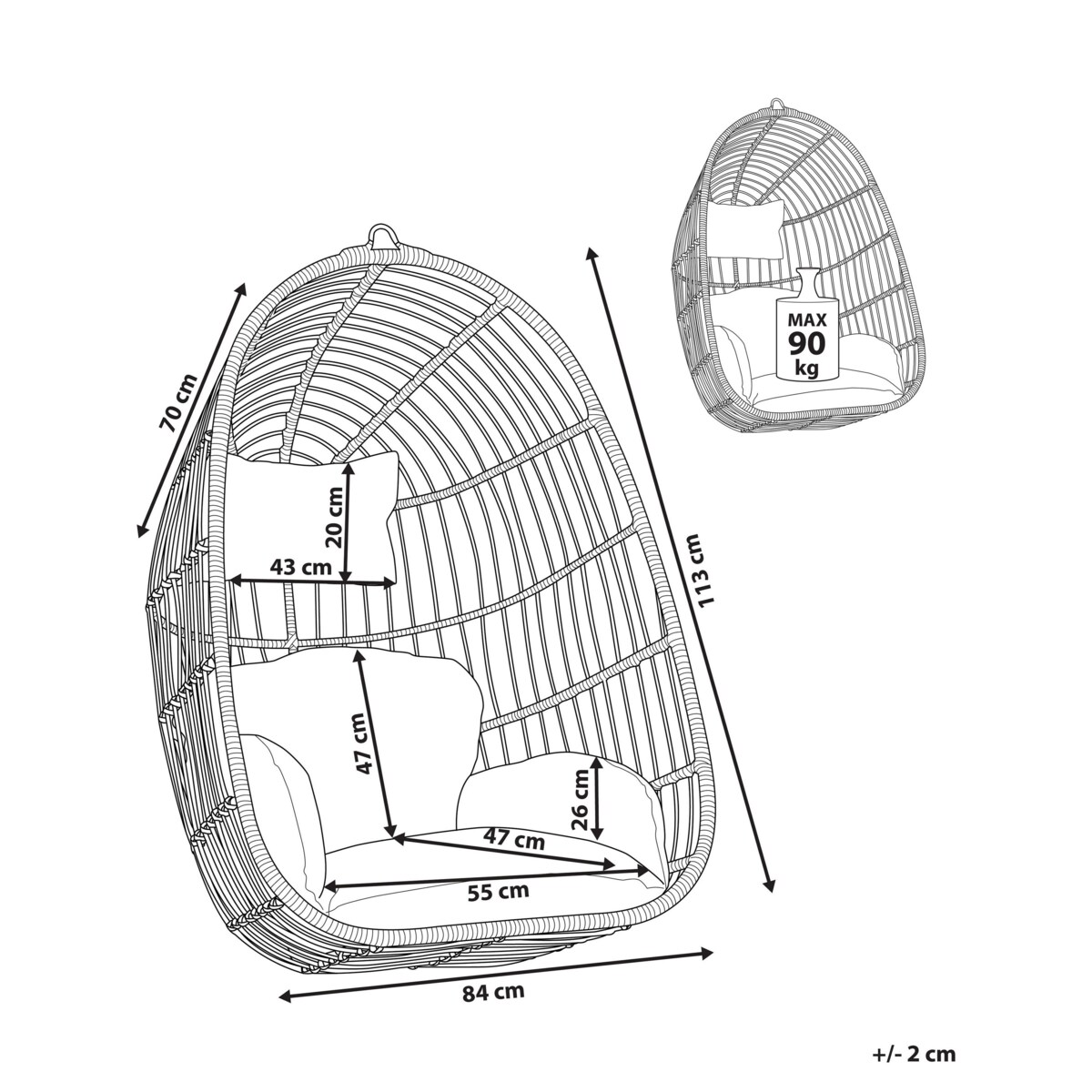 Fotel wiszący CASOLI Technorattan Naturalny