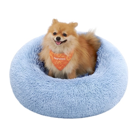 Zmywalne legowisko dla psa w kształcie pączka z miękkim pluszem, Ciemny szary, S (50x50cm)