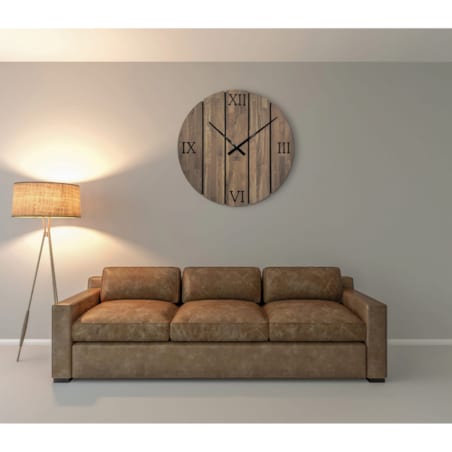 Duży zegar ścienny drewniany Solid Oak brązowy 80cm