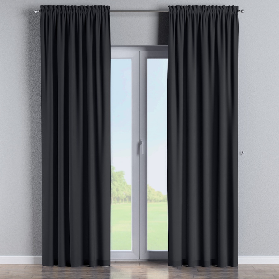 Zasłona na kanale z grzywką 1 szt. 130x245 czarny