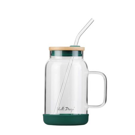Słoik ze słomką 600 ml zielony Fuori 29828