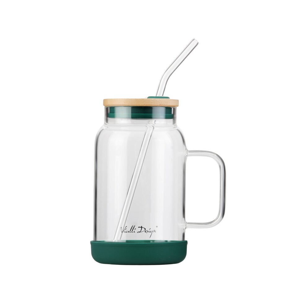 Słoik ze słomką 600 ml zielony Fuori 29828