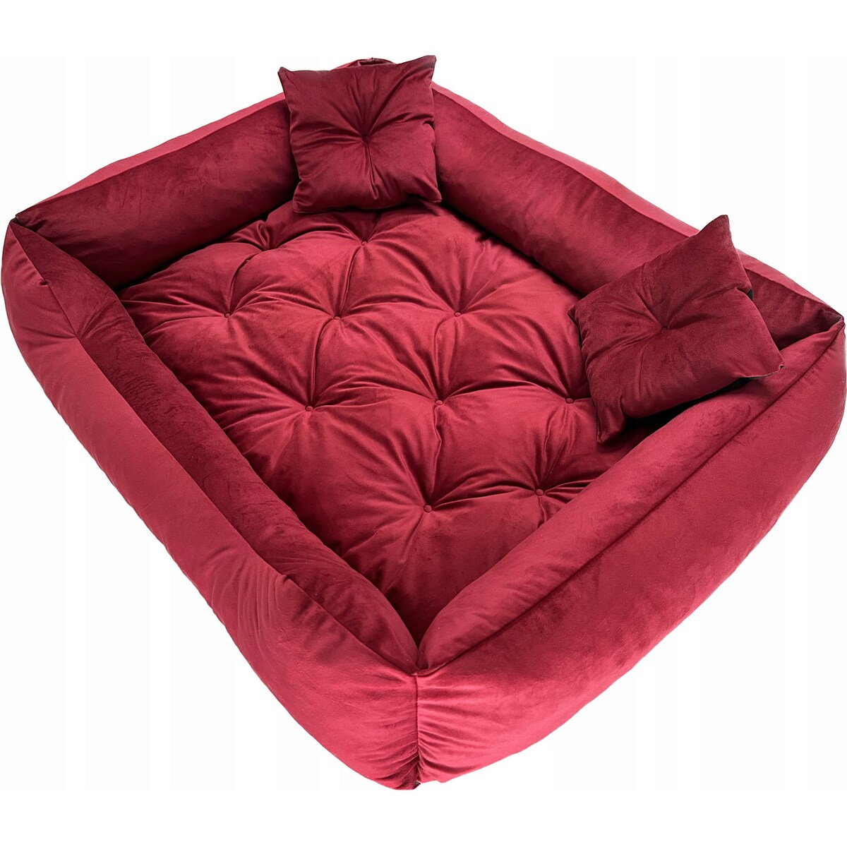 Legowisko Dla Psa Kanapa Posłanie Welurowe 120X90 Cm Pikowane Prestiżowe Czerwone