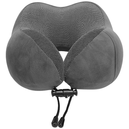 Poduszka podróżna na szyję Dr.Bacty - szara. Plus zatyczki do uszu i opaska na oczy