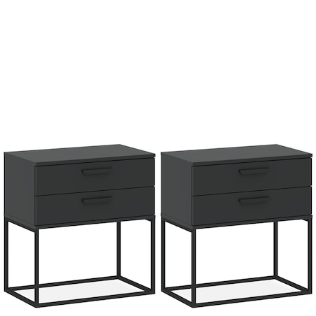Konsimo RECTUS Zestaw stolików nocnych 2szt.w kolorze antracytowym