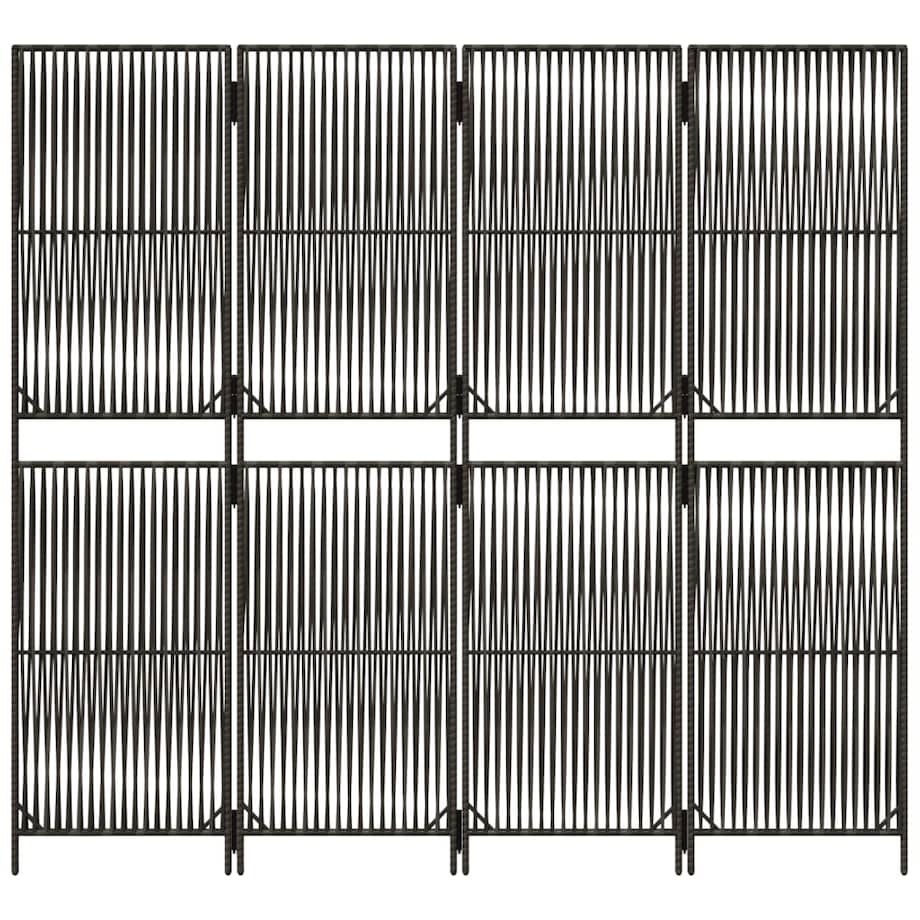 vidaXL Parawan 4-panelowy, szary, polirattan