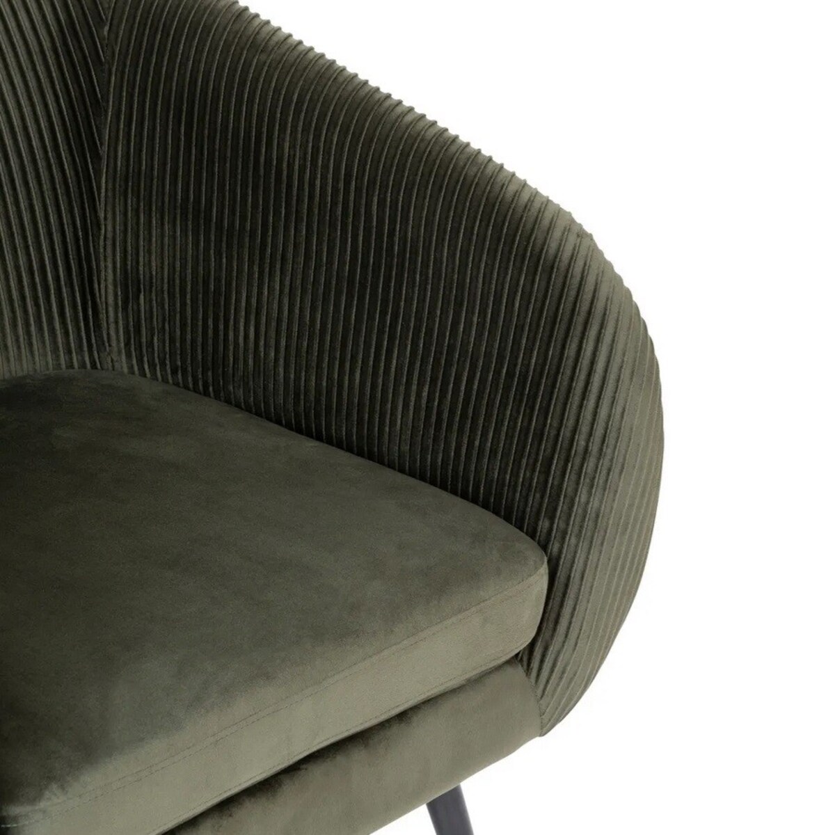 Fotel aksamitny khaki z marszczeniem