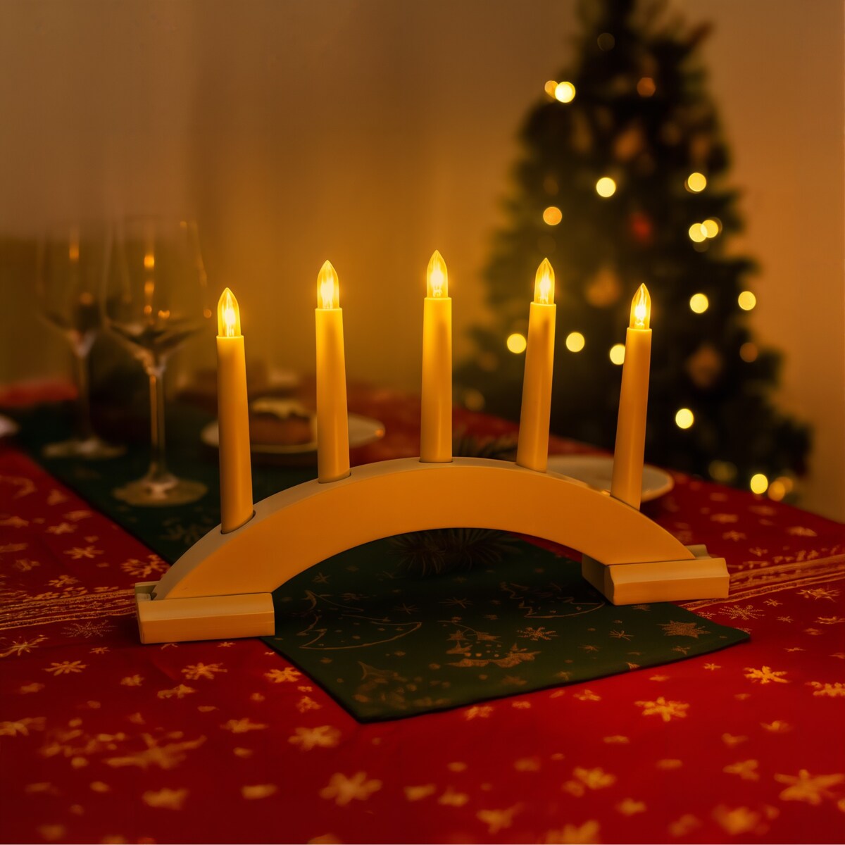 Świecznik 5 LED świąteczny LATARENKA na boże narodzenie TIMER baterie JUMI